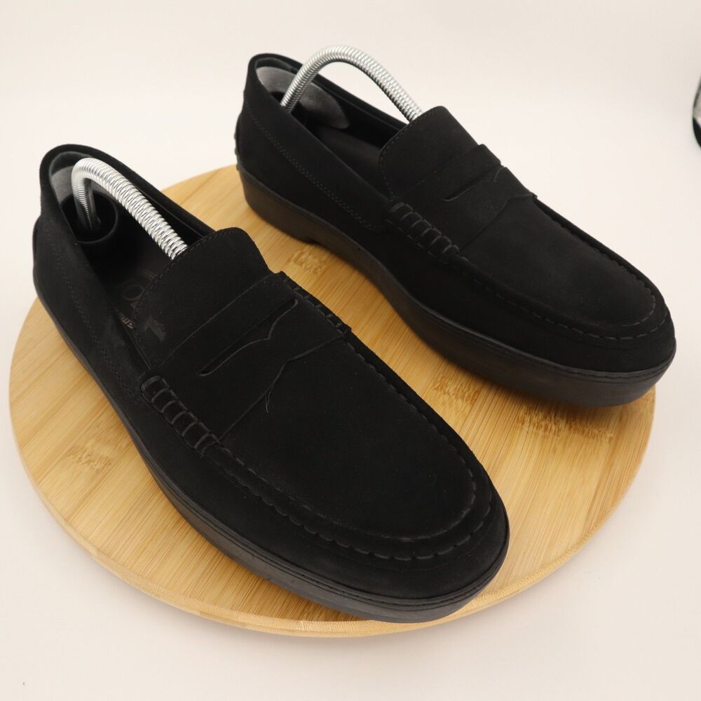TOD’S Men's US 9 Black Gommino Calfskin Suede Driving Loafers Made In Italy
